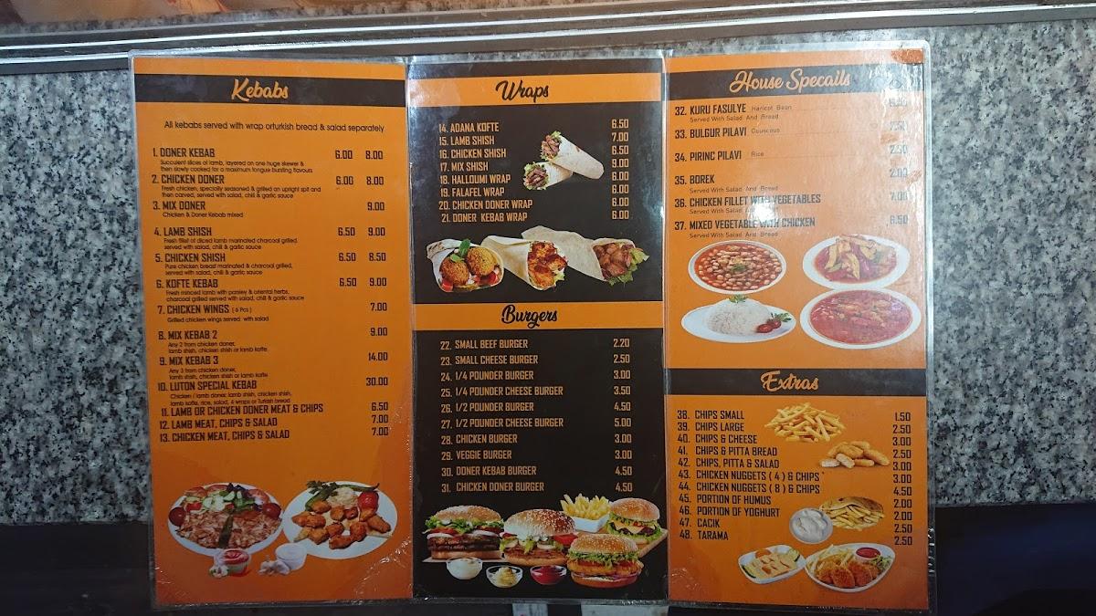 Menu at LUTON DONER restaurant, Luton
