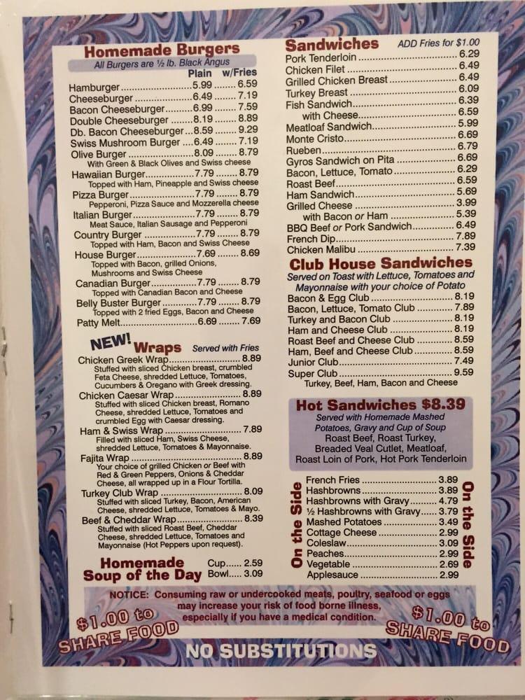 Menu at Howe restaurant, Howe, IN-9