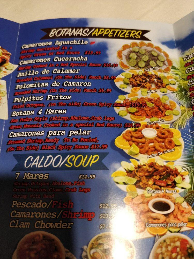 Menu at Mariscos Villa Del Mar restaurant, La Mirada