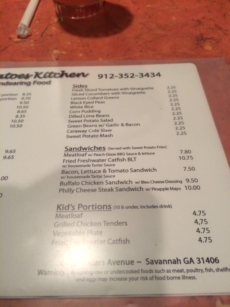 Menu at Sweet Potatoes Kitchen restaurant, Savannah