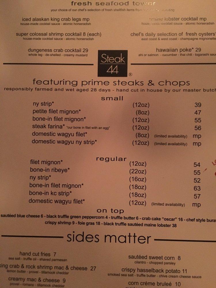 Menu at Steak 44 pub & bar, Phoenix