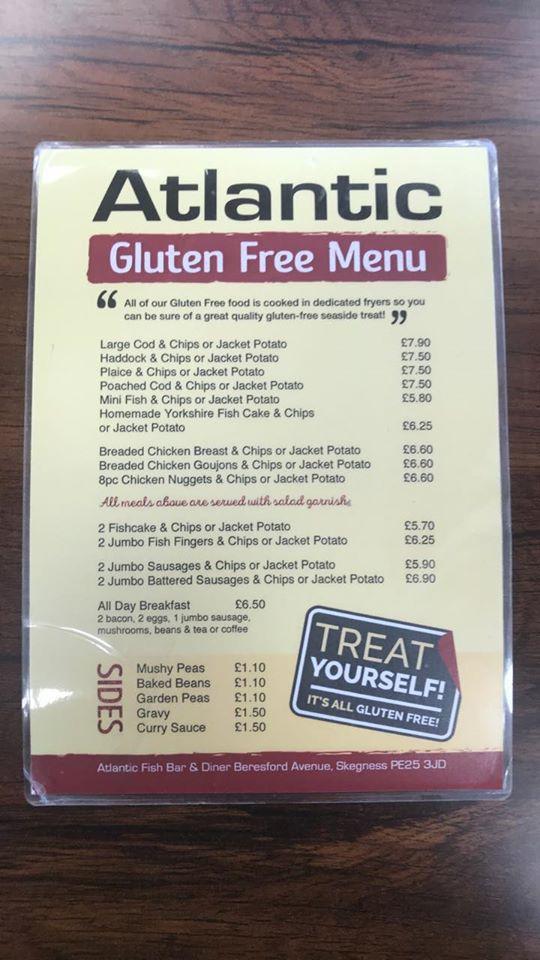 Menu at Atlantic Fish Bar and Diner, Skegness