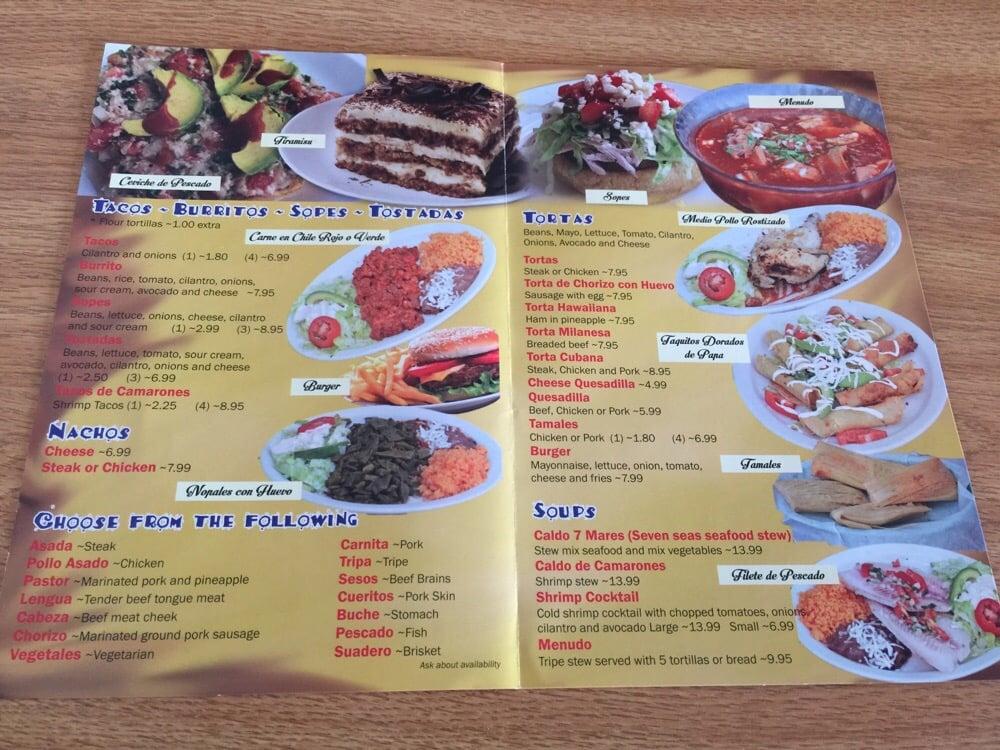 Menu at El Taquito restaurant, Clemmons