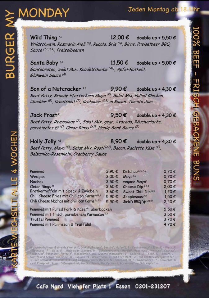 Menu at Cafe Nord, Essen