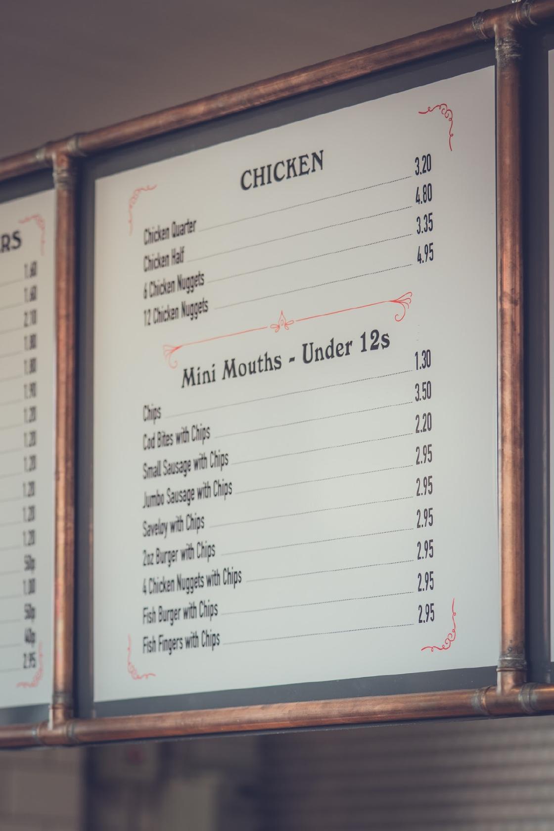 Menu at Sunset Fish Bar, Herne Bay