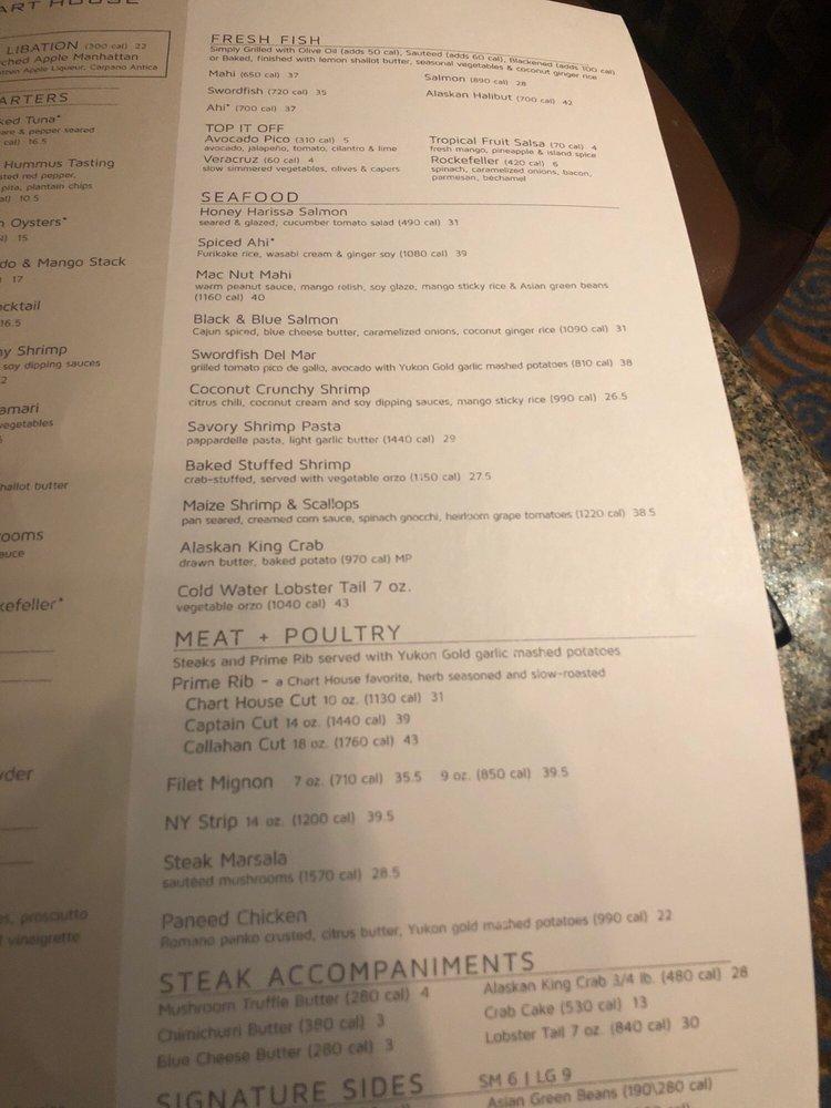 Menu at Chart House steakhouse, Genesee