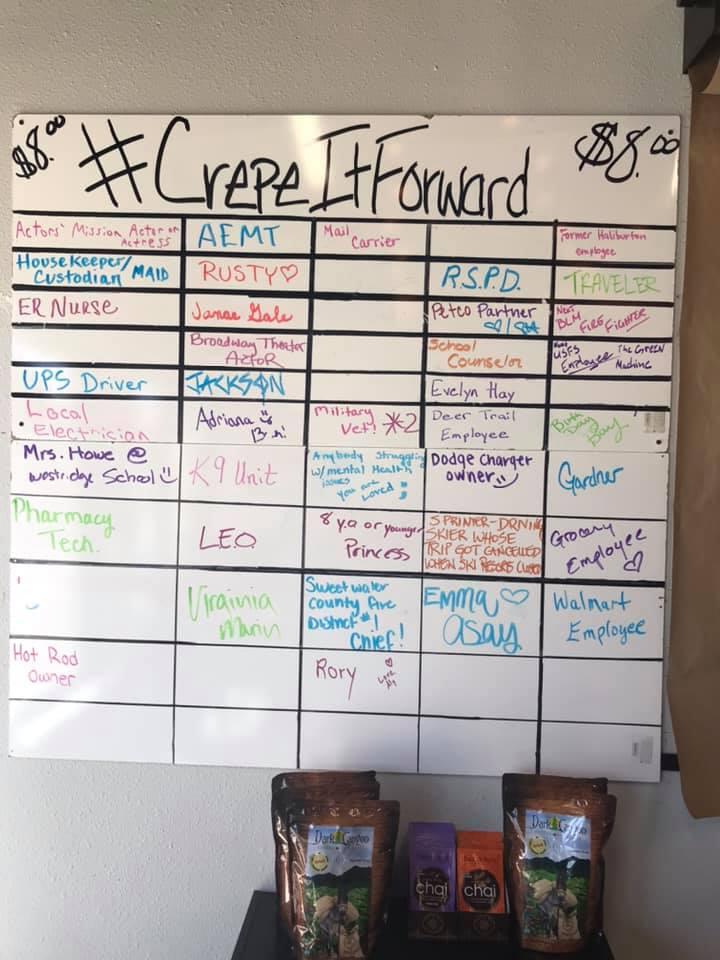 Menu at Crepes & Cafe, Rock Springs