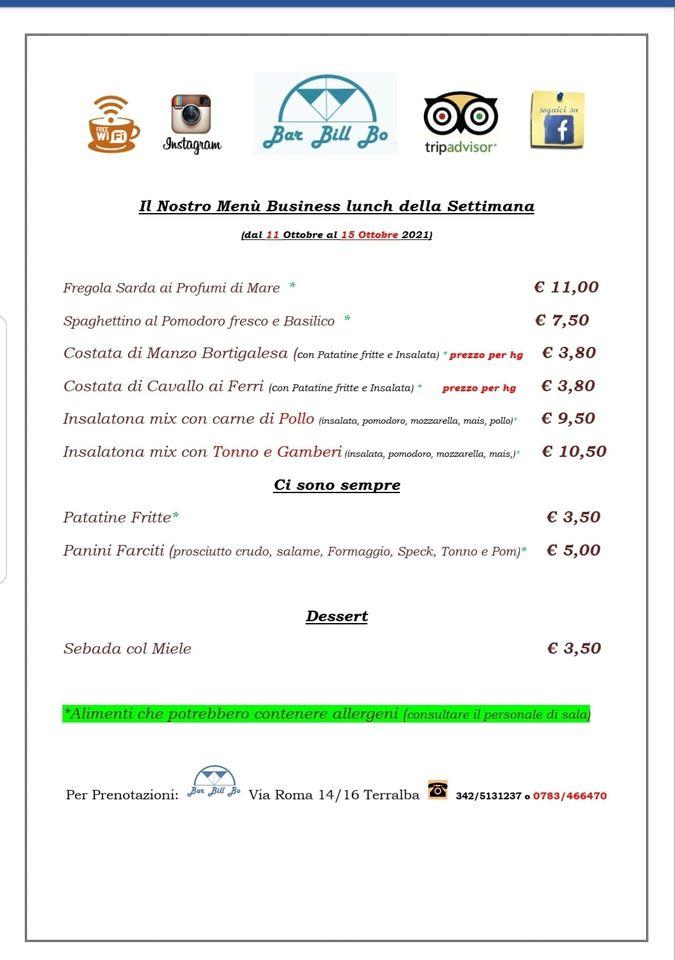 Menu di Bar Bill Bo Terralba 
