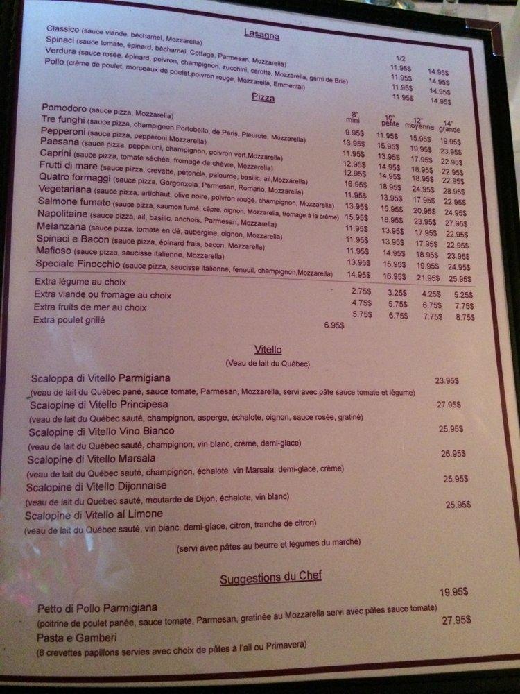 Menu at Restaurant Finocchio, SainteMarthesurleLac