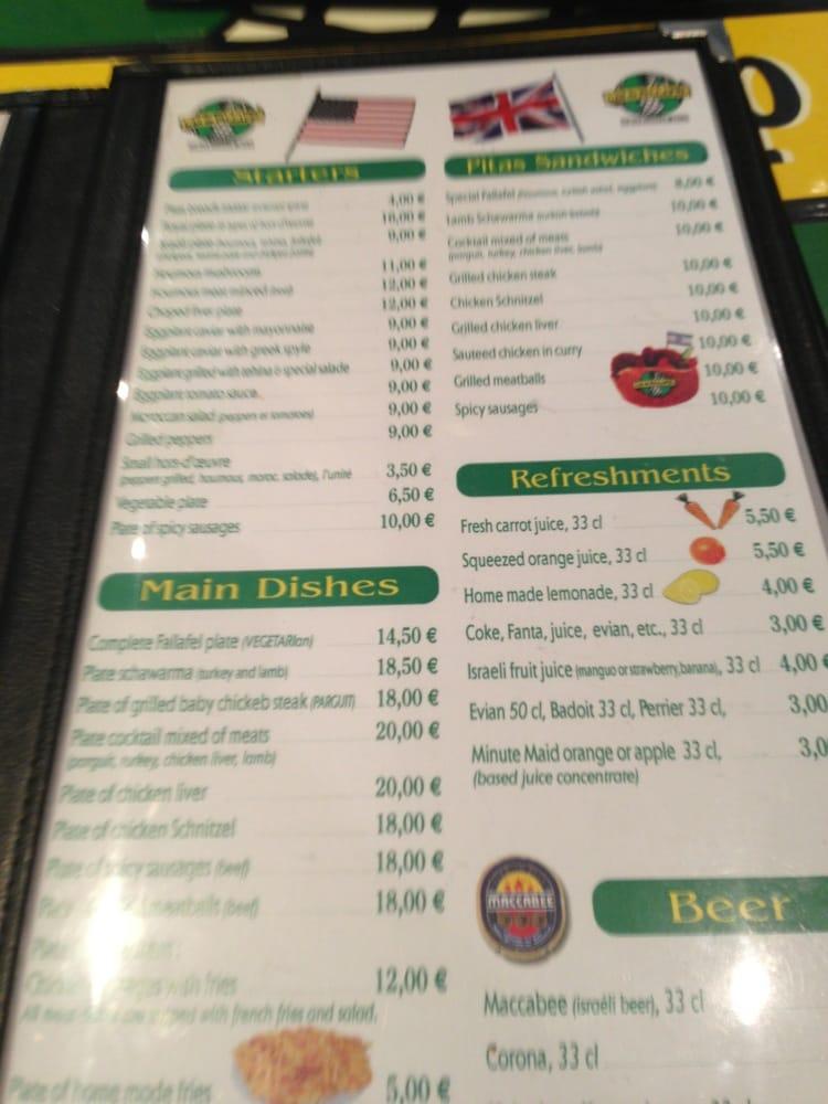Menu at L