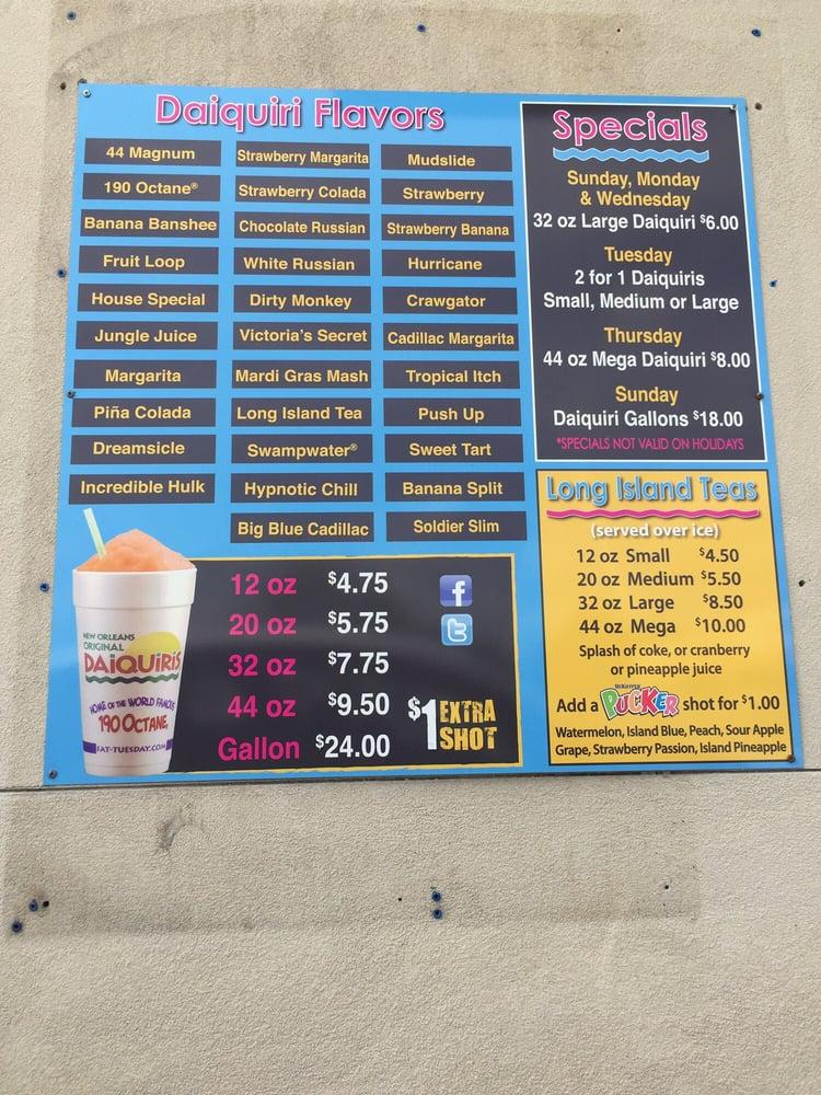 Menu at New Orleans Original Daiquiris pub & bar, Prairieville, LA42 A