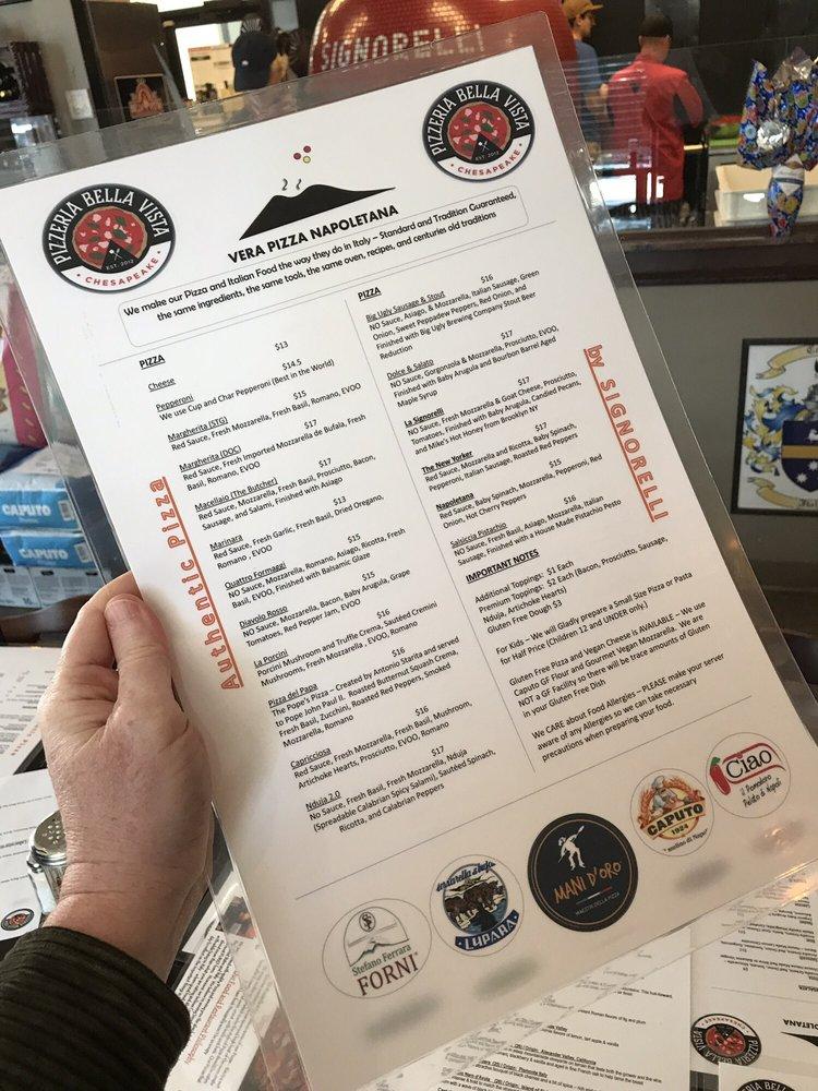 Menu at Pizzeria Bella Vista by Signorelli, Chesapeake