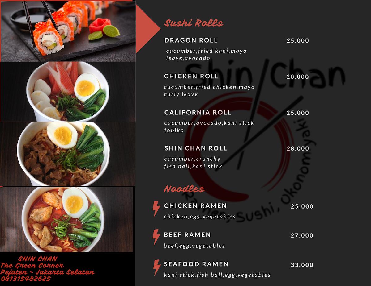 Menu at ShinChan - Japanese Fusion restaurant, South Jakarta