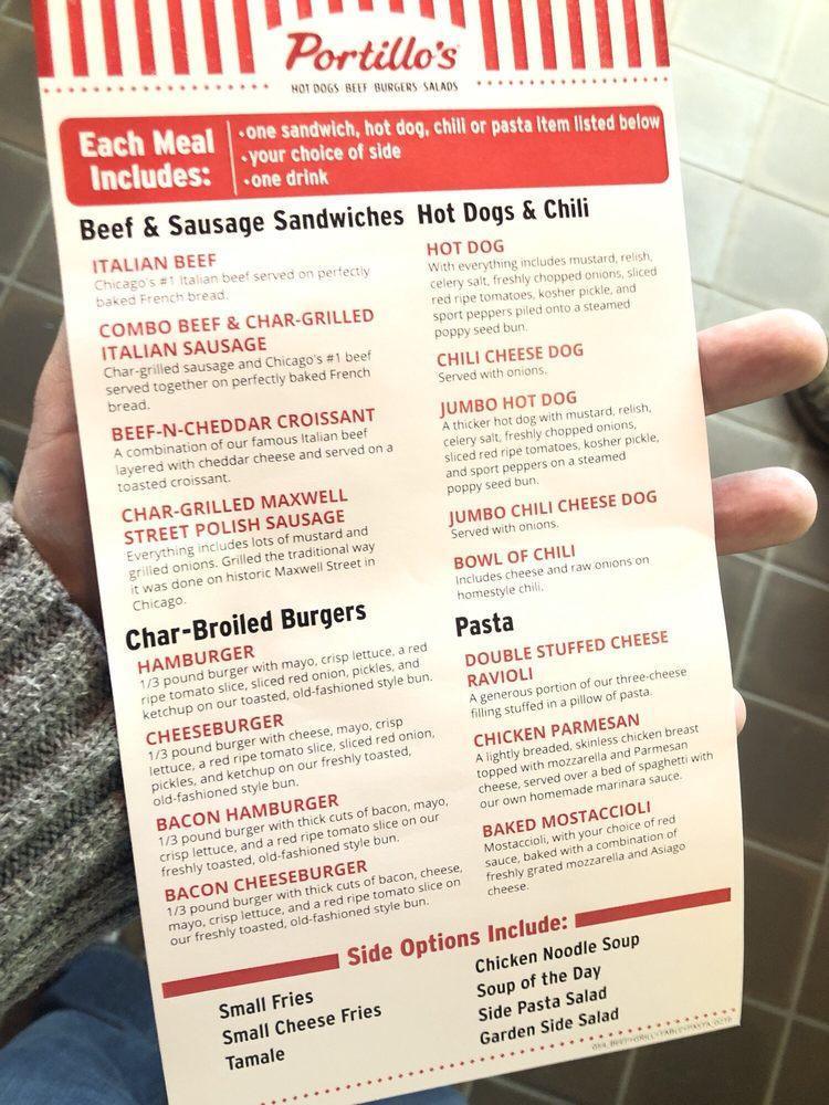 Menu at Portillo's Mishawaka restaurant, Mishawaka