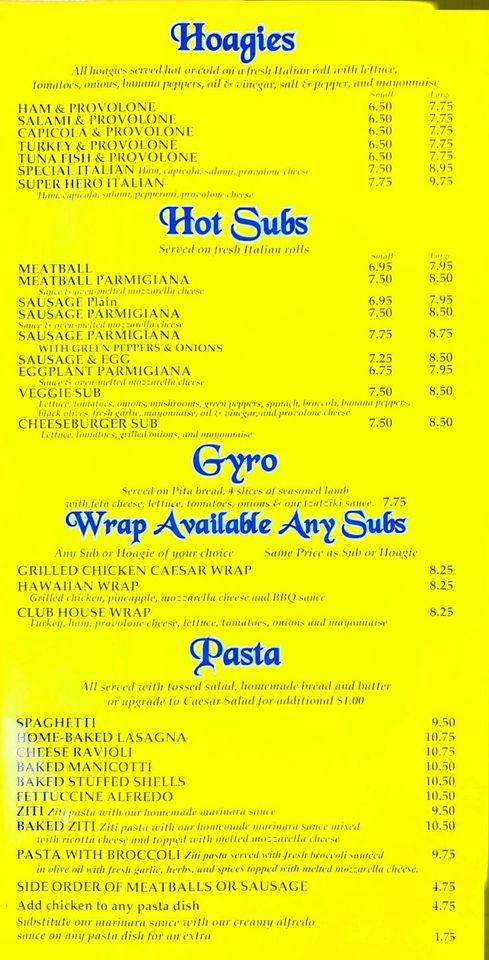 Menu at Anthony's Pizza pizzeria, Front Royal