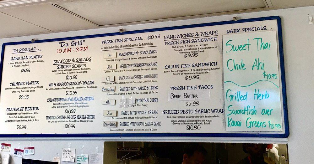 Menu at The Fish Express restaurant, Lihue