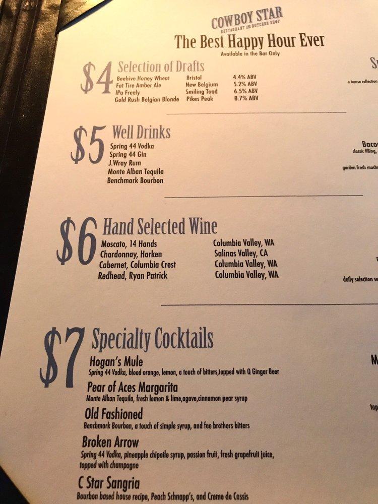 Menu at Cowboy Star Restaurant And Butcher Shop, Colorado Springs