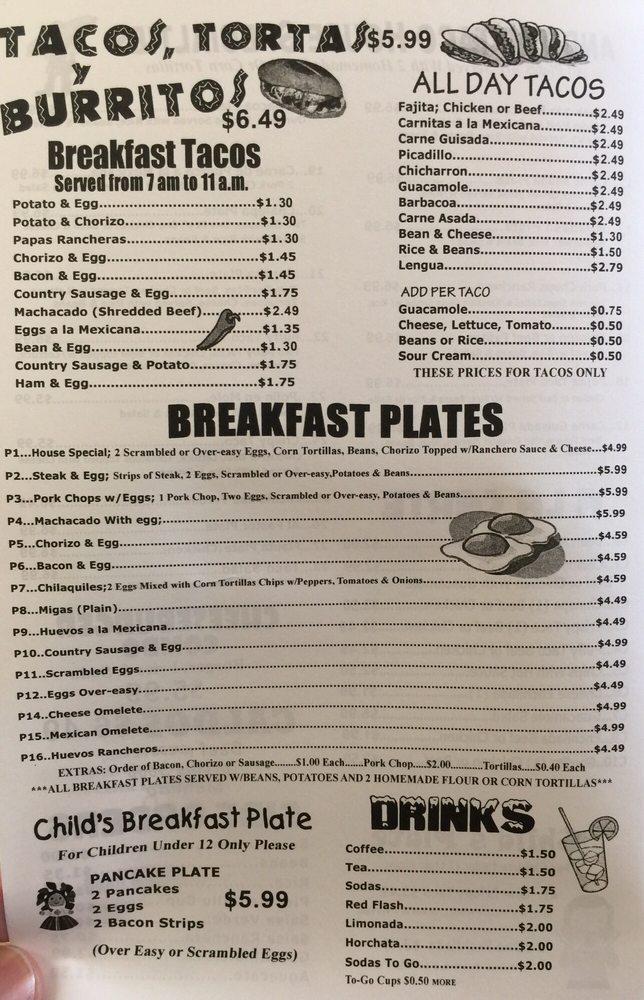Menu at The Little Taco House restaurant, San Antonio, 741 Isom Rd