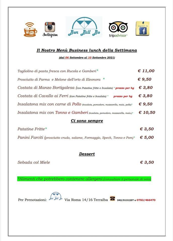 Menu di Bar Bill Bo Terralba 
