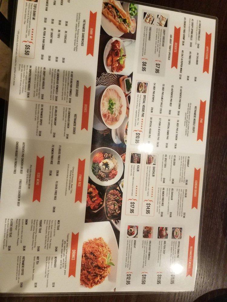 Menu at Chopstix Vietnamese, Korean, And Boba Tea restaurant