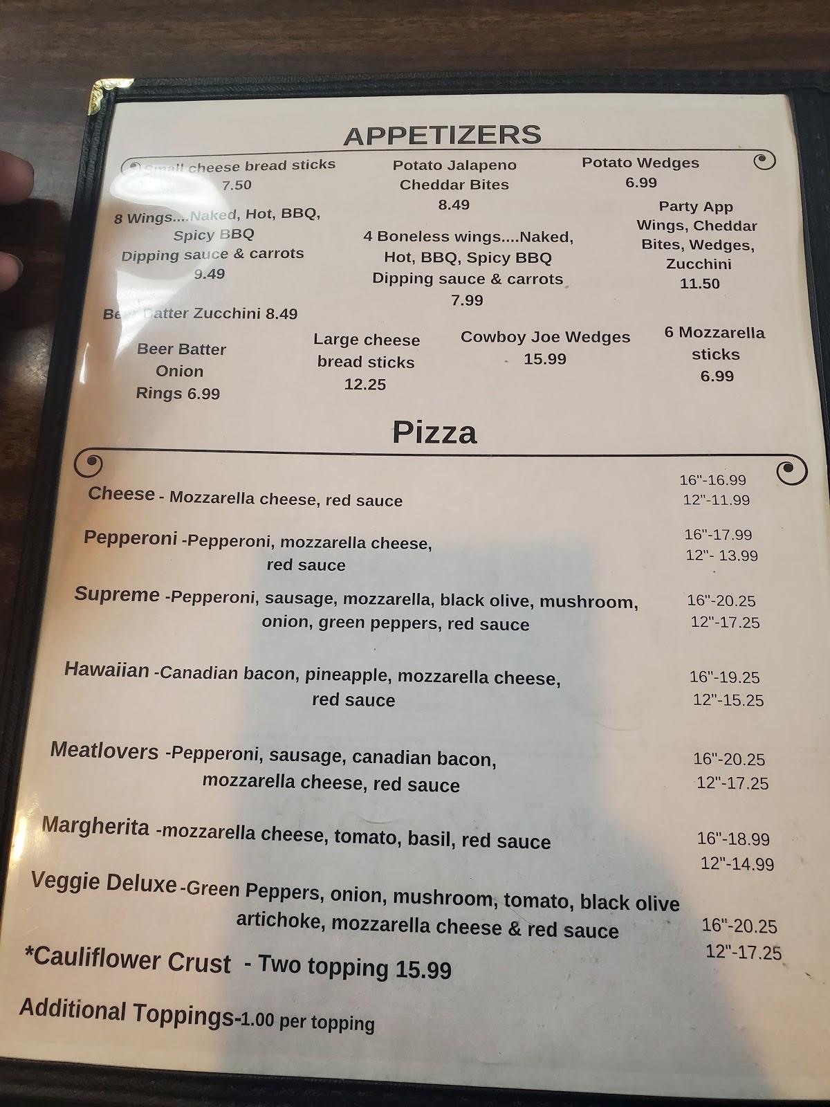 Menu at Shogunz Pizzeria & Bar, Rawlins