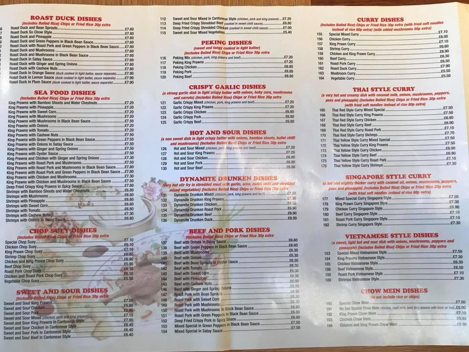 Menu at Wo Kee Chinese Takeaway restaurant, Forfar