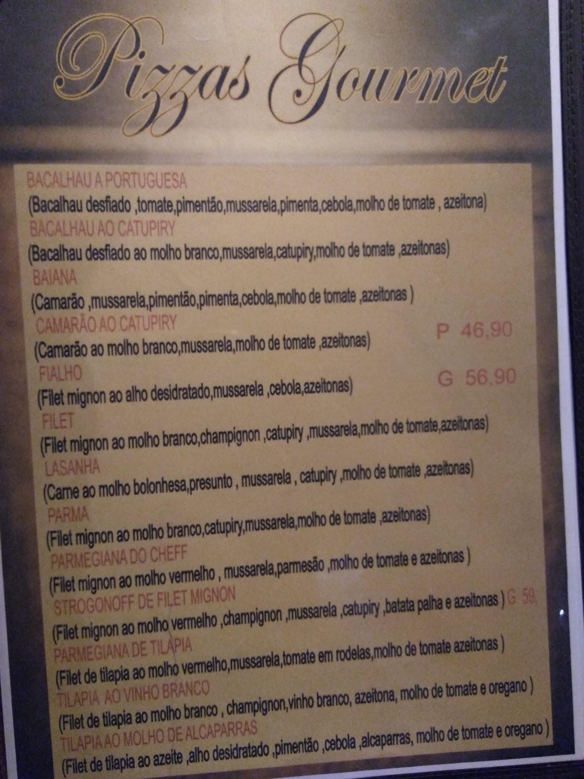 PIU BELLA PIZZARIA cardápio