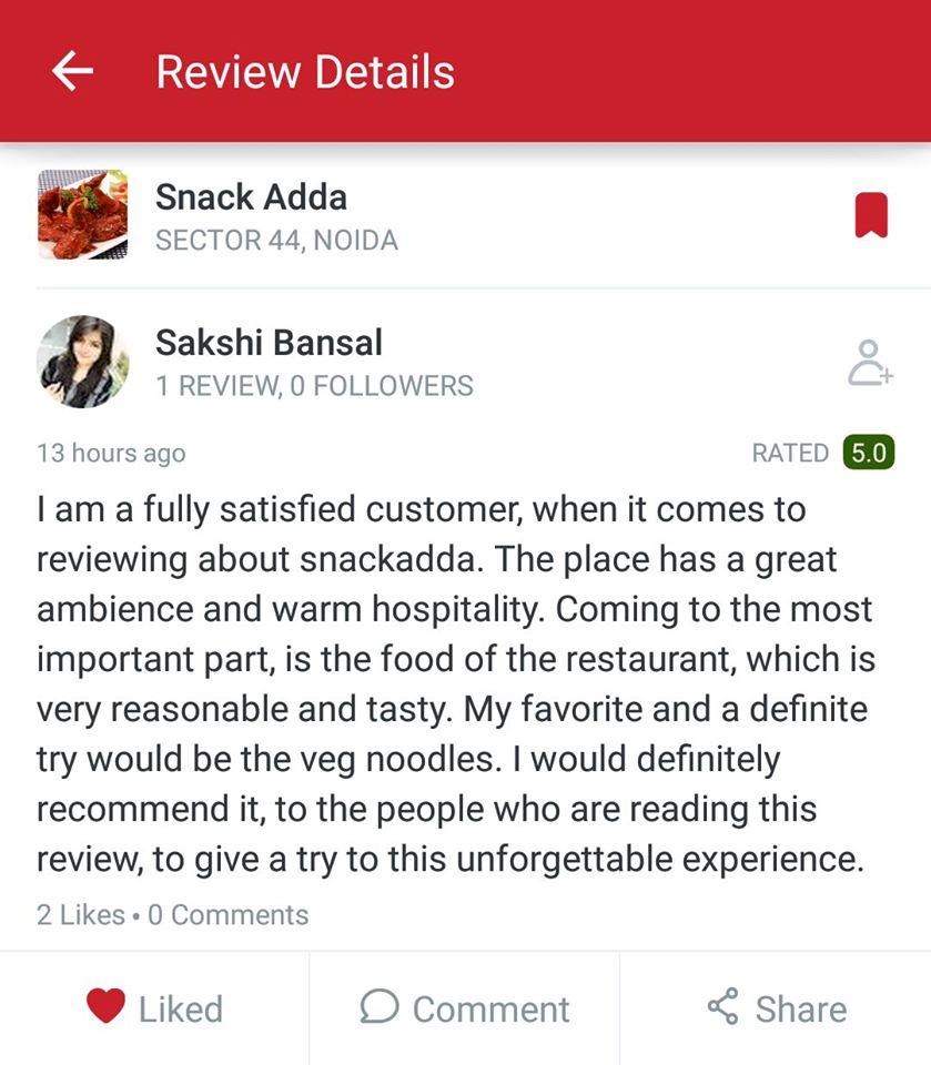 Snack Adda menu
