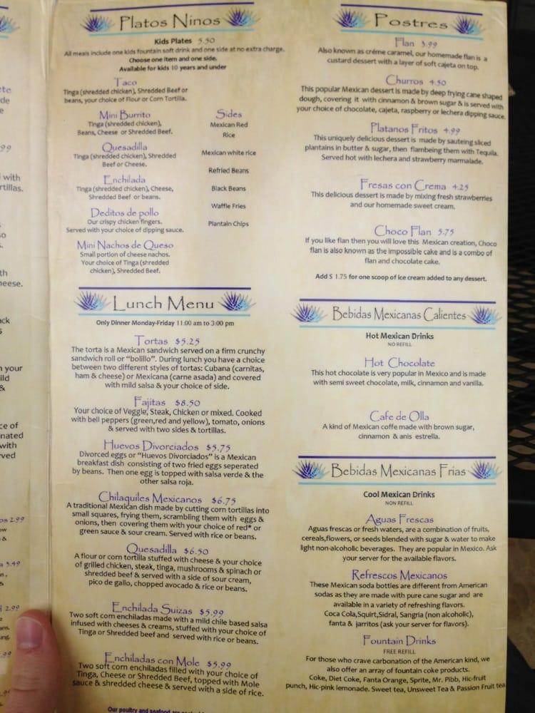 Menu at Azul Tequila Taqueria & Cantina pub & bar, Peachtree City