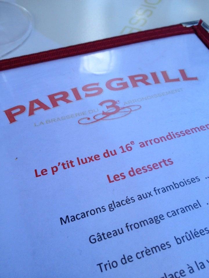 Menu au Paris Grill restaurant à viande, Québec, Bd Laurier