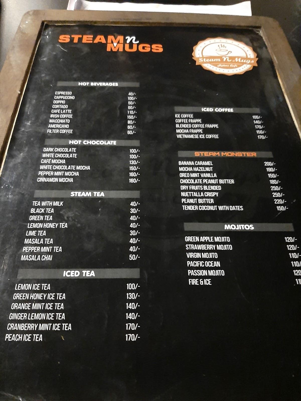 Menu at Steam N Mugs, Perumbavoor