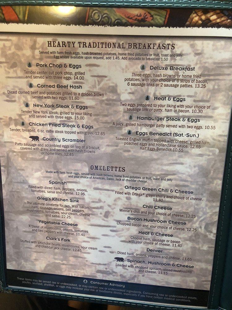 Menu at Minnie's Montana Cafe, Thompson Falls