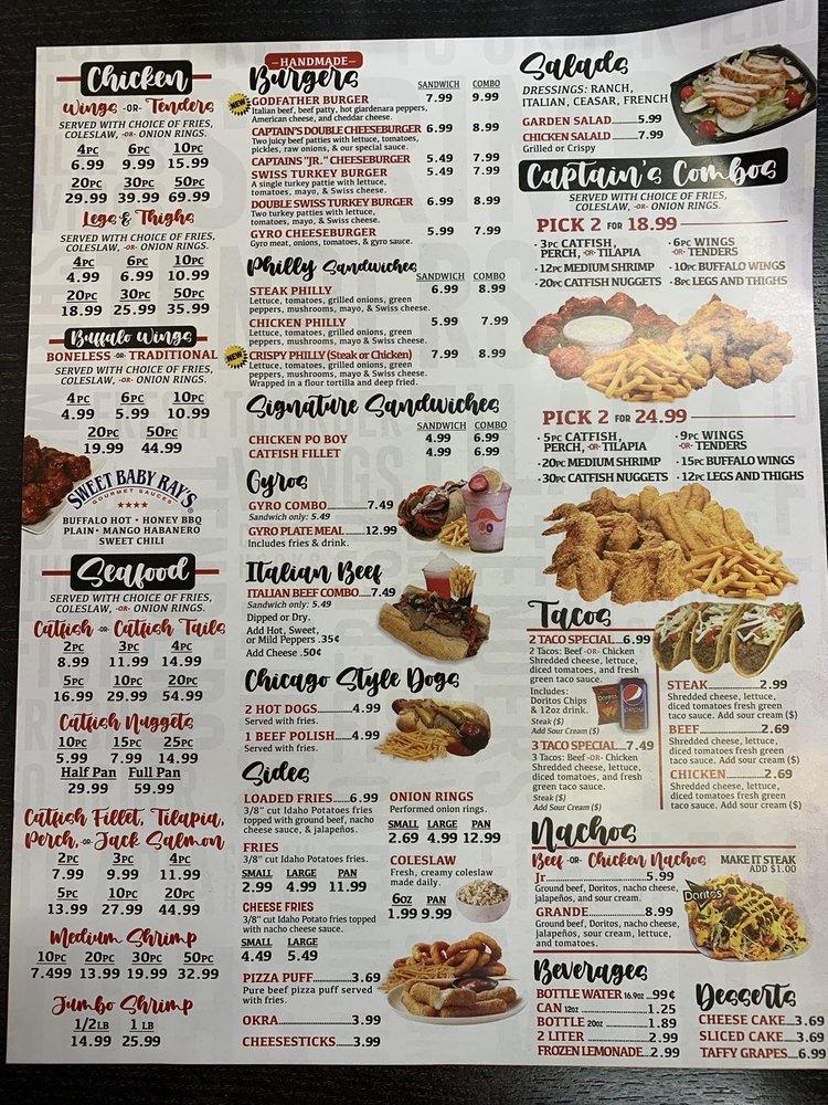 Menu at Captain Hooks of Flossmoor restaurant, Flossmoor