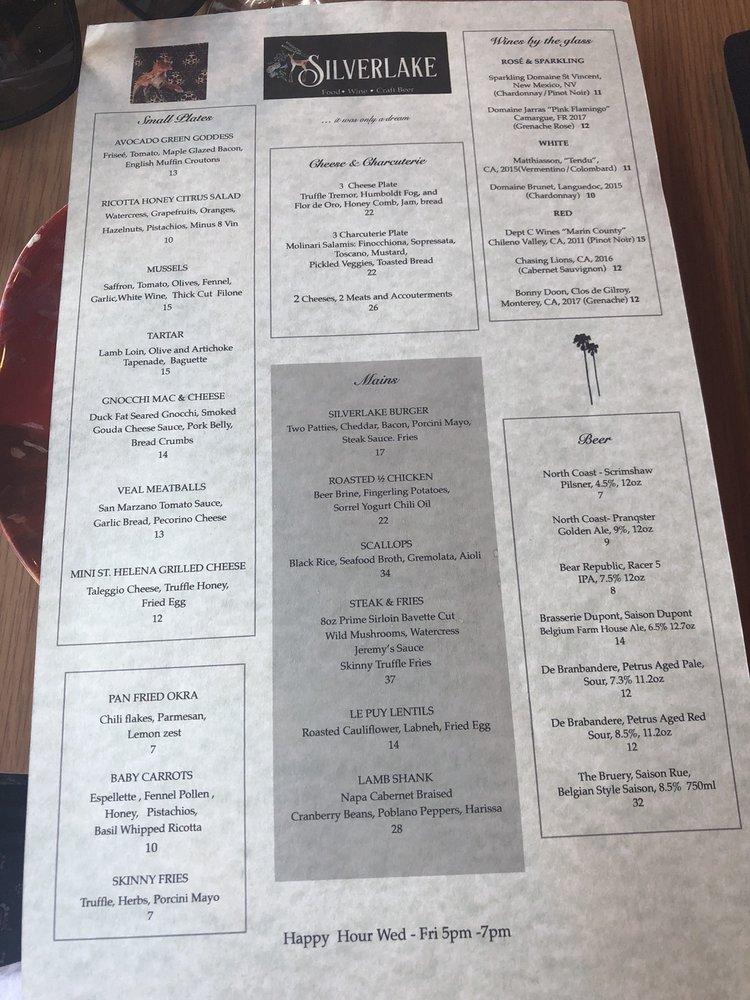 Menu at Silverlake Bistro pub & bar, Miami Beach