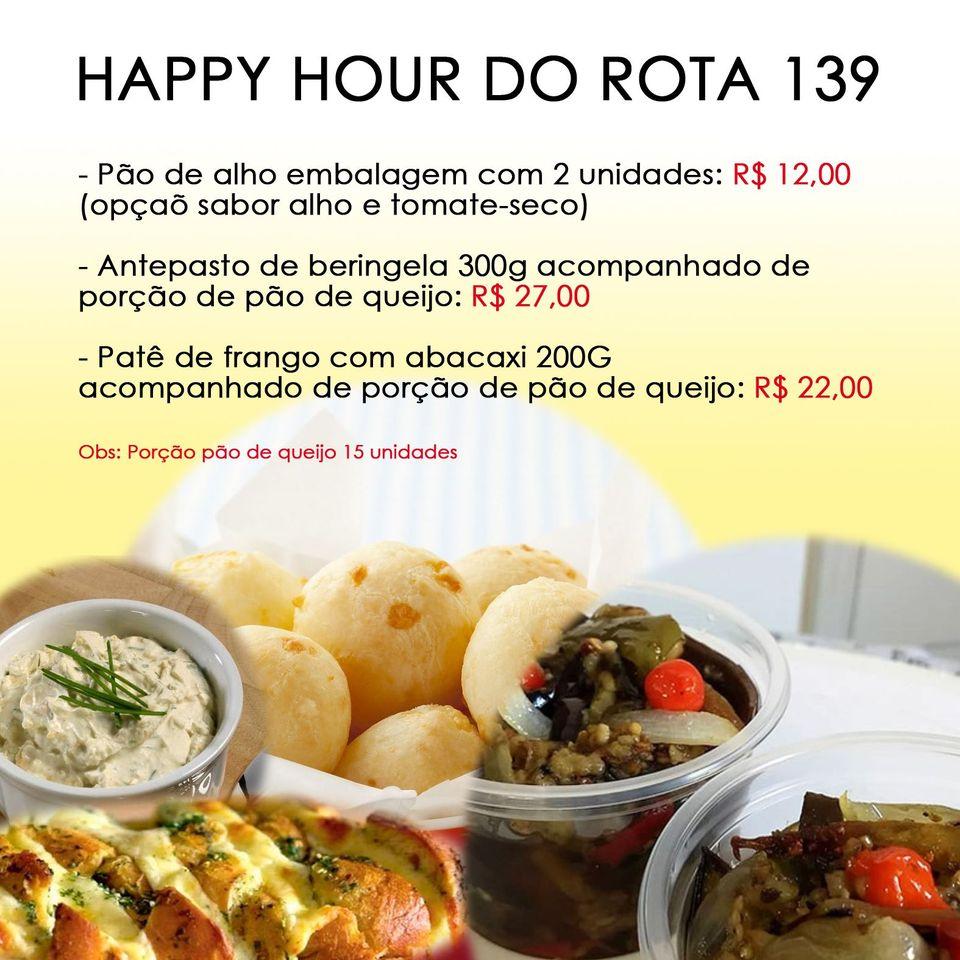 Rota 139 cardápio