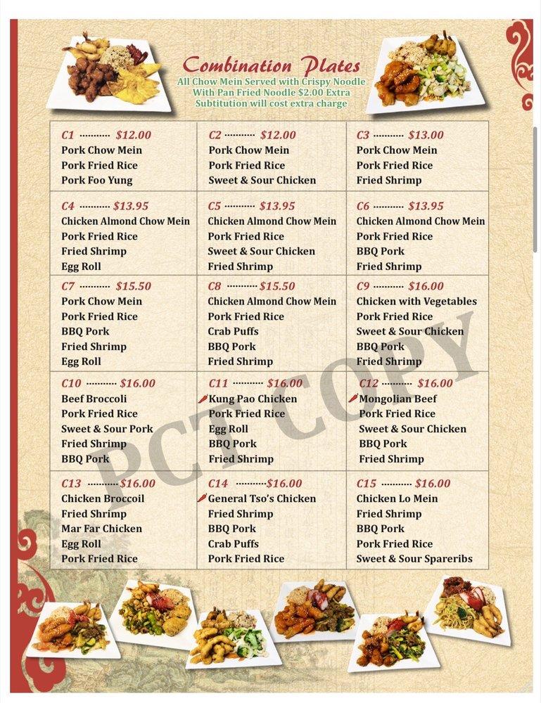 Menu at Lin's Restaurant, Tillamook