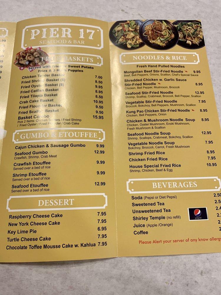 Carta del pub y bar Pier 17, Elizabeth City, 406 Halstead Blvd
