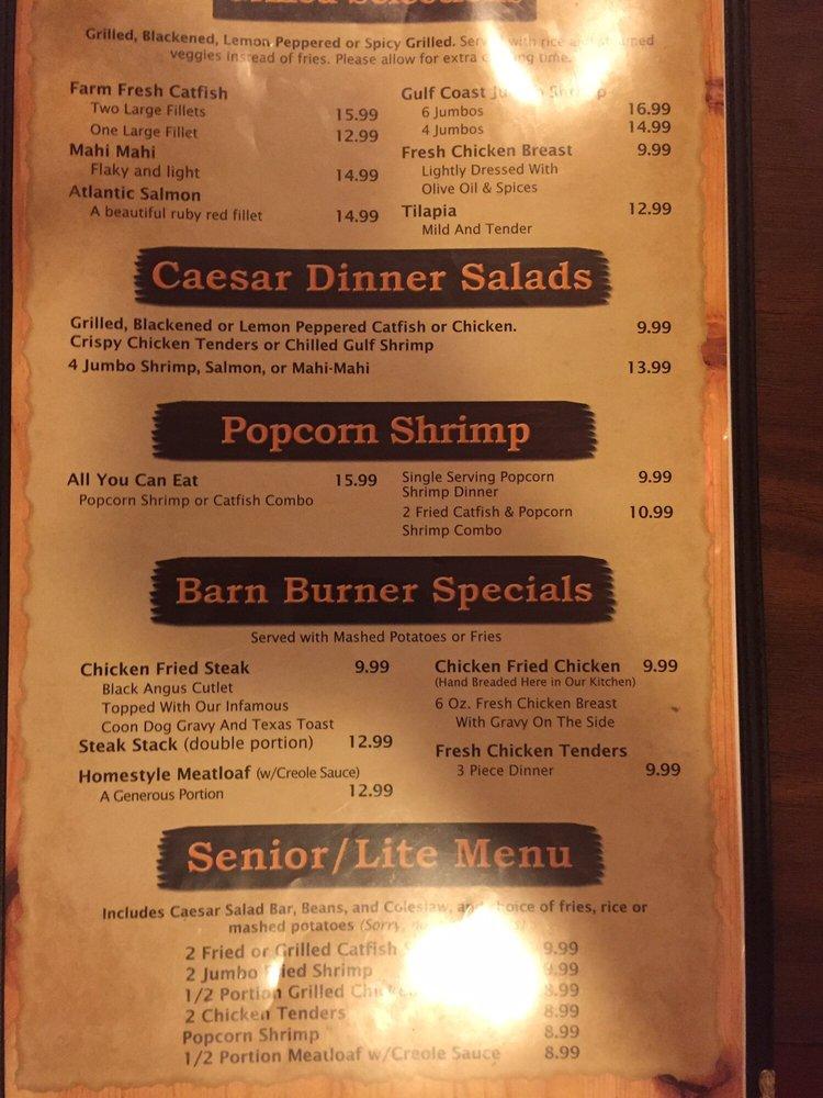 Menu at Catfish Parlour restaurant,