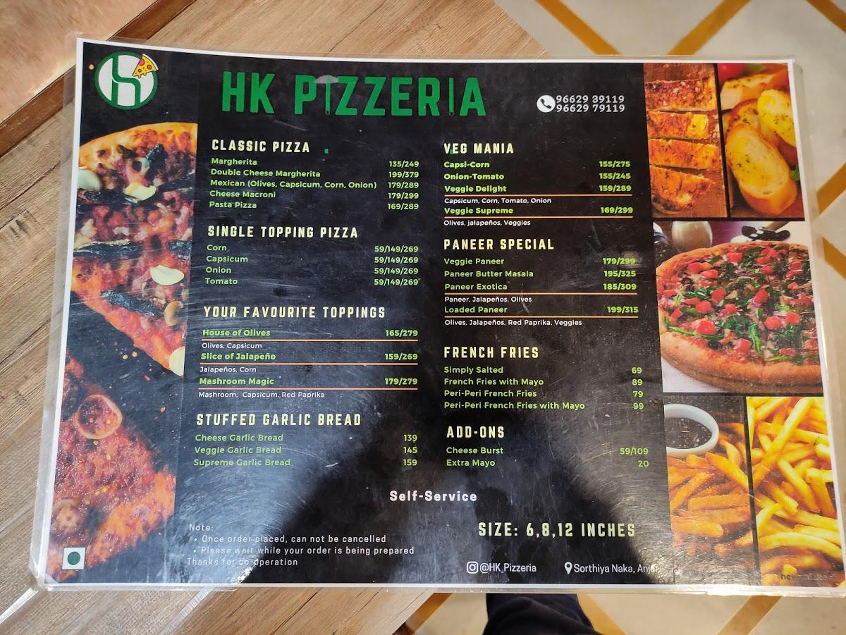 Menu at HK Pizzeria, Anjar