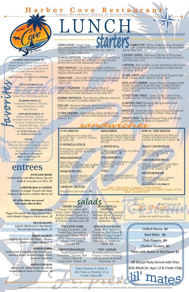 Menu at Harborcove Seafood Bar & Grill, Fort Pierce
