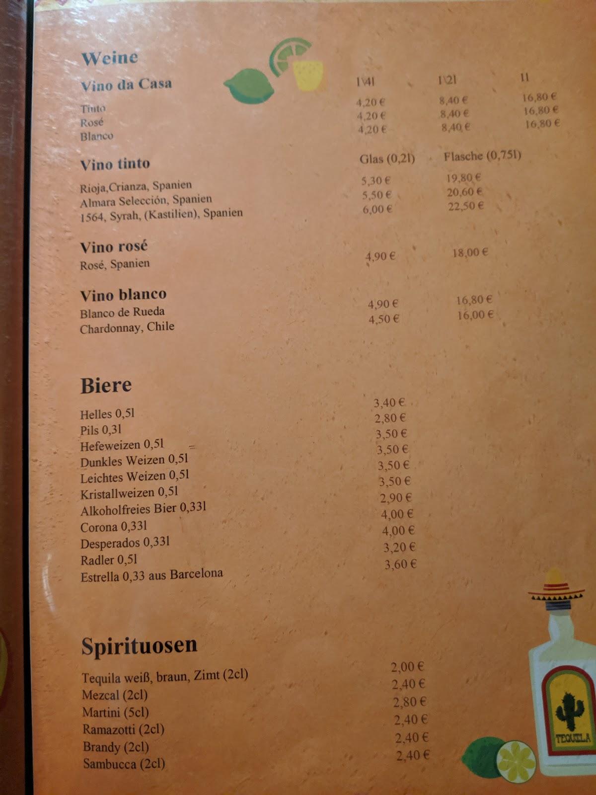 Speisekarte von Restaurant Peppers Mexikanische Küche, Ulm