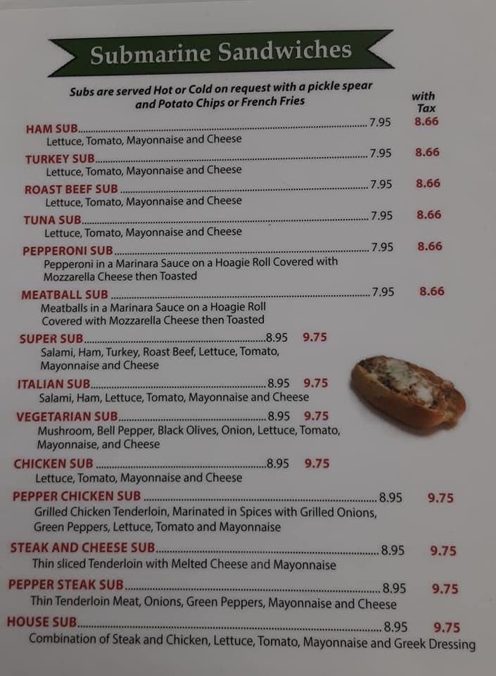 Menu at Famous Pizza pizzeria, Ware Shoals
