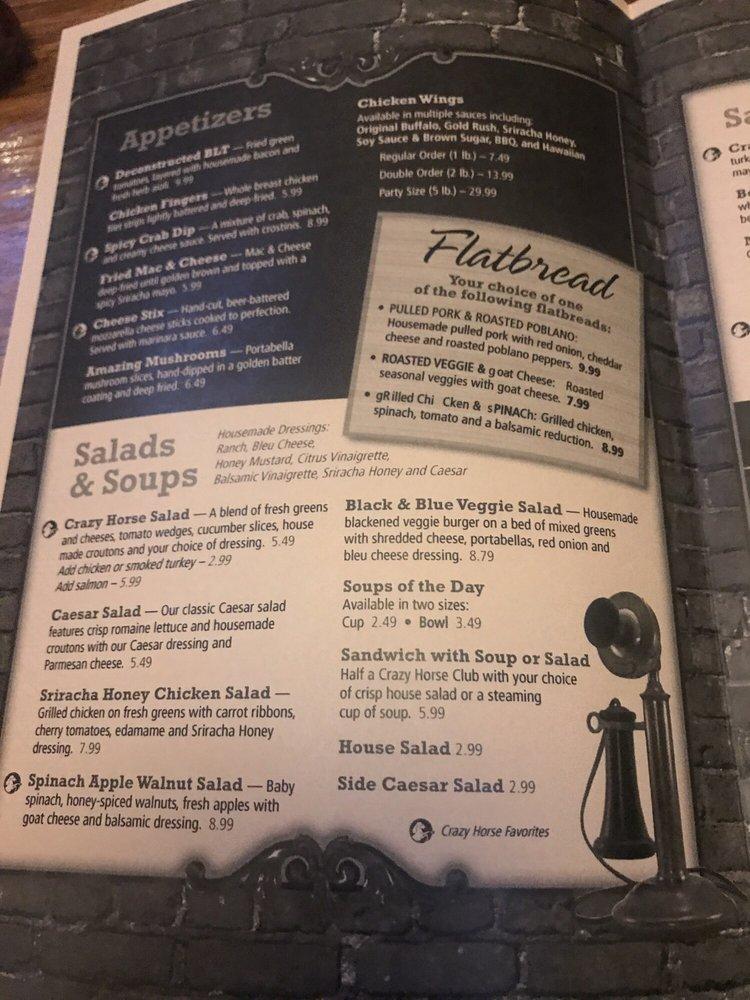 Menu at Crazy Horse pub & bar, Bloomington
