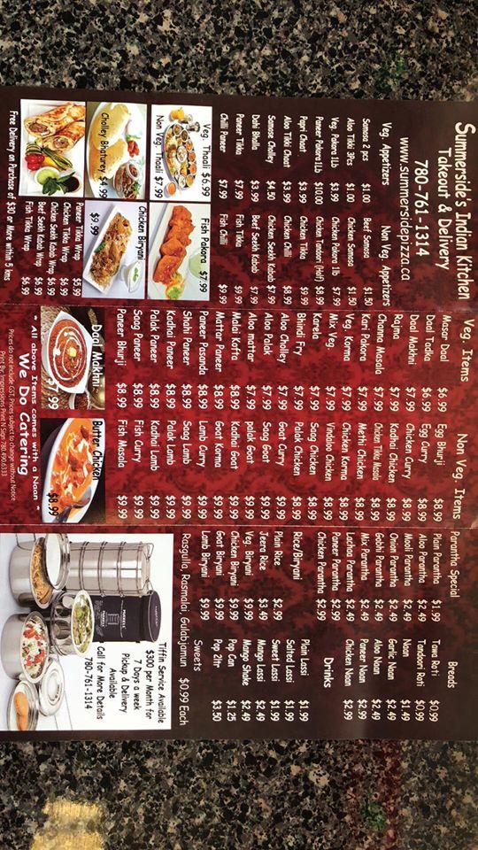Menu at Summerside Pizza & Donair pizzeria, Edmonton