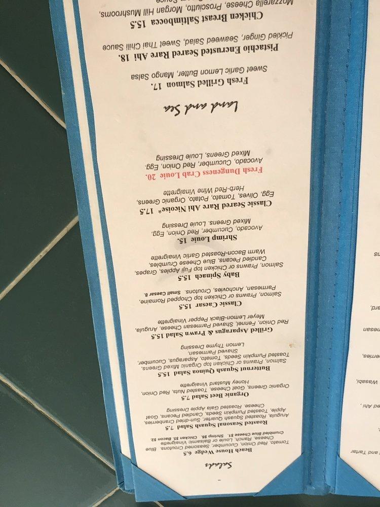 Menu at Rosy's At The Beach restaurant, Hill