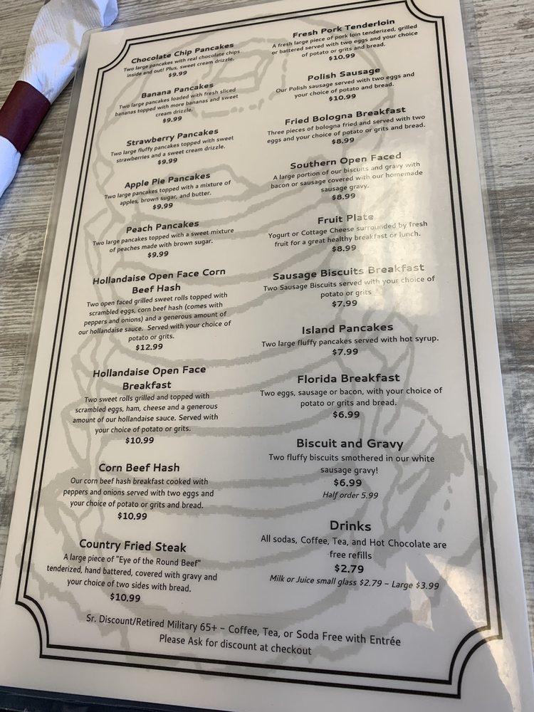 Menu at Merritt (My) Island Pancake House restaurant, Merritt Island