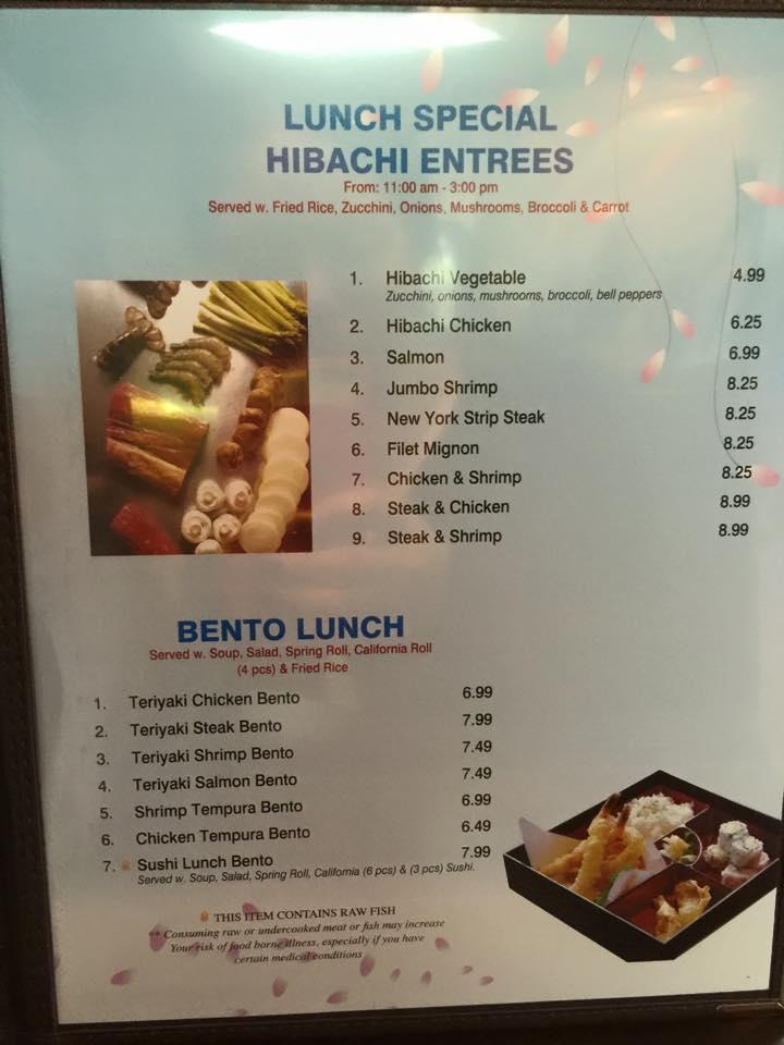 Menu at Yamato Steak House Of Japan restaurant, Booneville