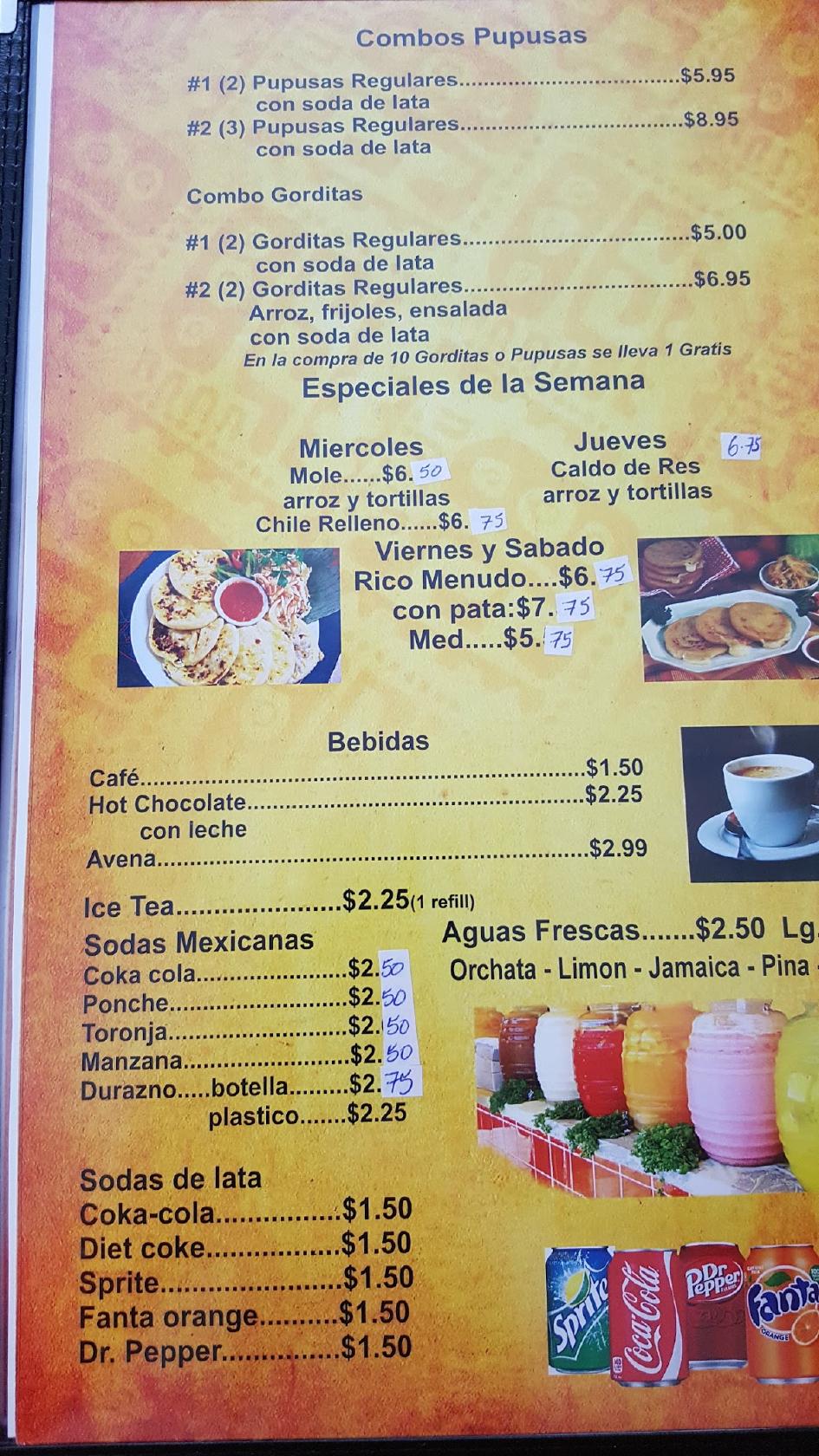 Carta Del Restaurante La Original Pupusas Y Gorditas Donna 