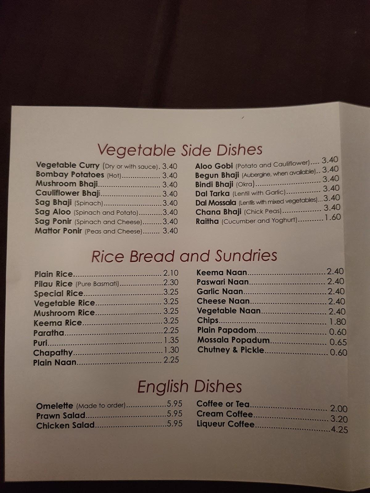 Menu at Raja Tandoori Cuisine restaurant, Knebworth, 129 London Rd