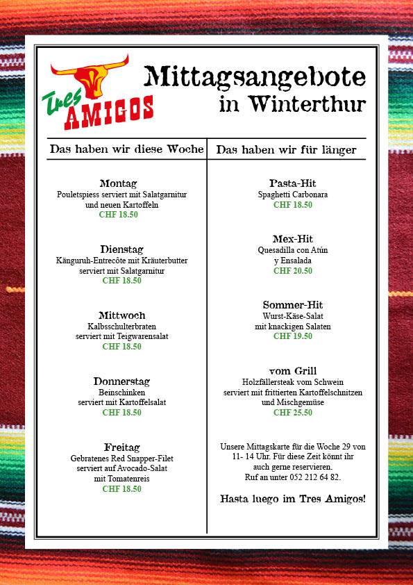 Speisekarte von Tres Amigos Winterthur, Winterthur